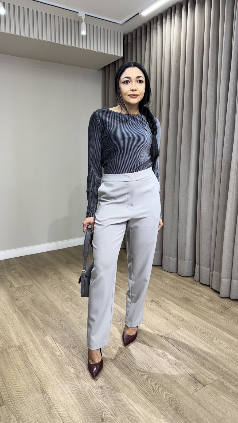 BLUSA MALHA DE VELUDO CINZA