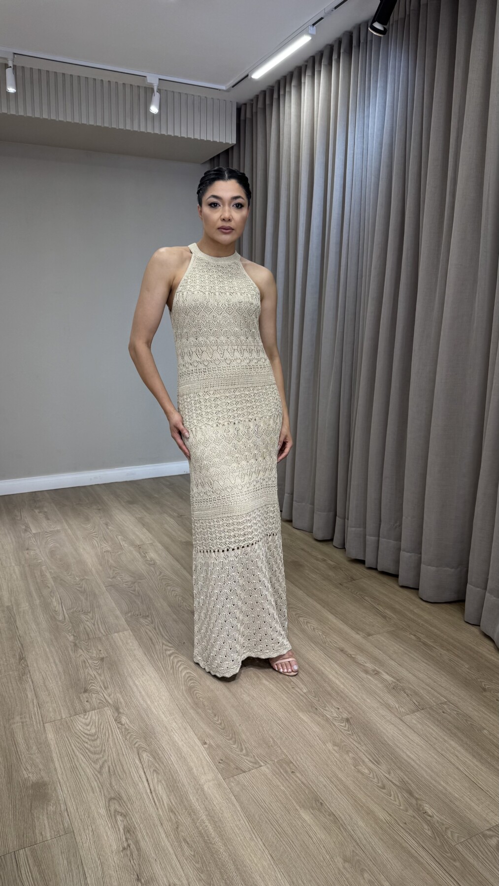 VESTIDO DOURADO FIO LUREX